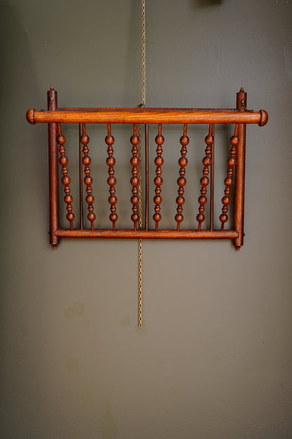 Antique Walnut Folding Wall Magazine Rack