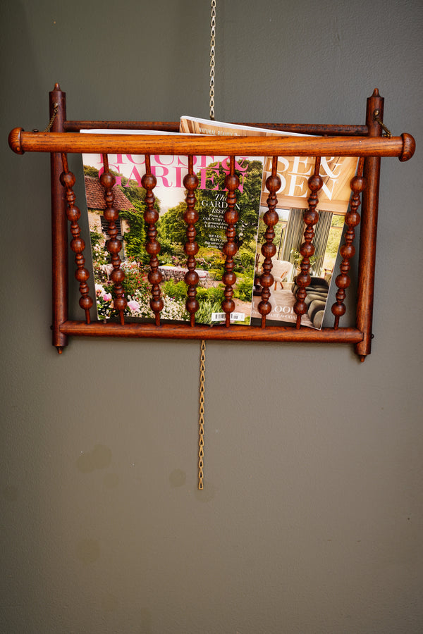 Antique Walnut Folding Wall Magazine Rack secondary view