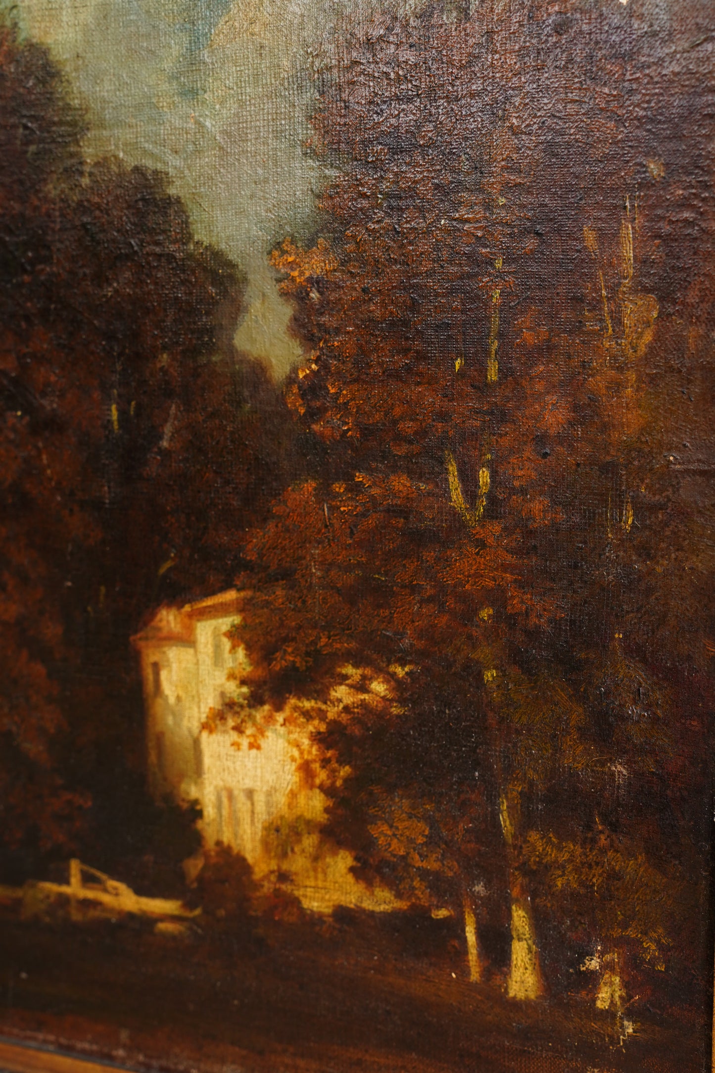 Antique French Oil Painting Autumn Woodland Landscape, Circa 1870