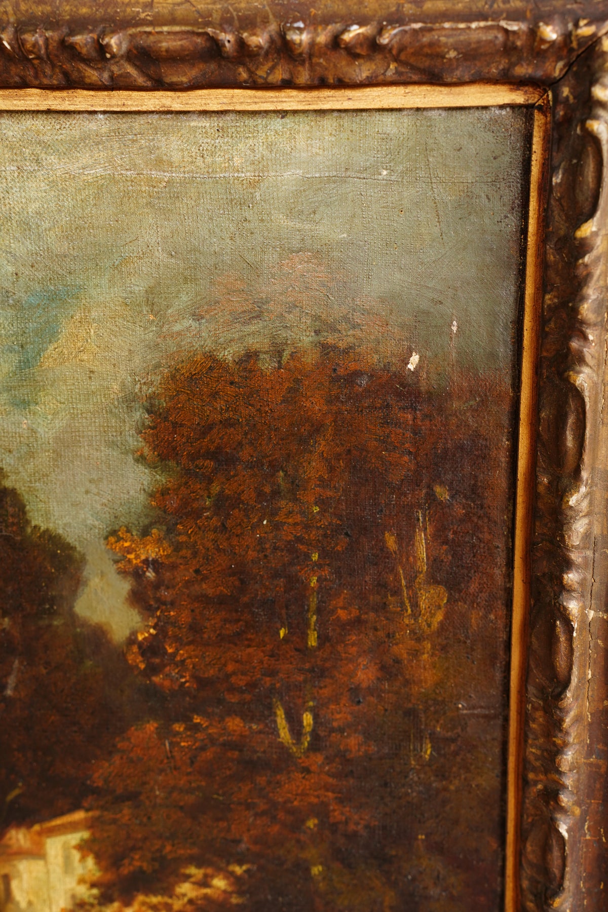 Antique French Oil Painting Autumn Woodland Landscape, Circa 1870