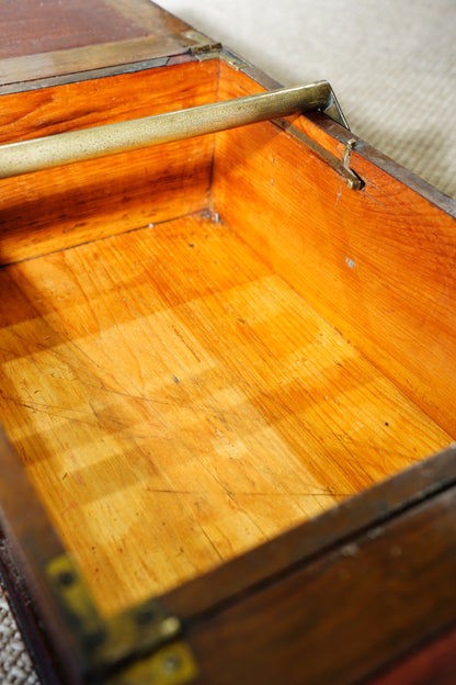 Antique Victorian Burr Walnut Box with Brass Handle, Circa 1860