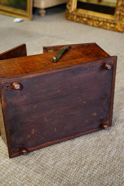 Antique Victorian Burr Walnut Box with Brass Handle, Circa 1860