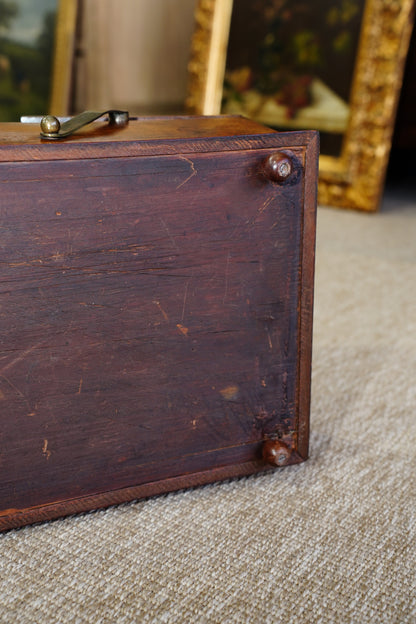 Antique Victorian Burr Walnut Box with Brass Handle, Circa 1860