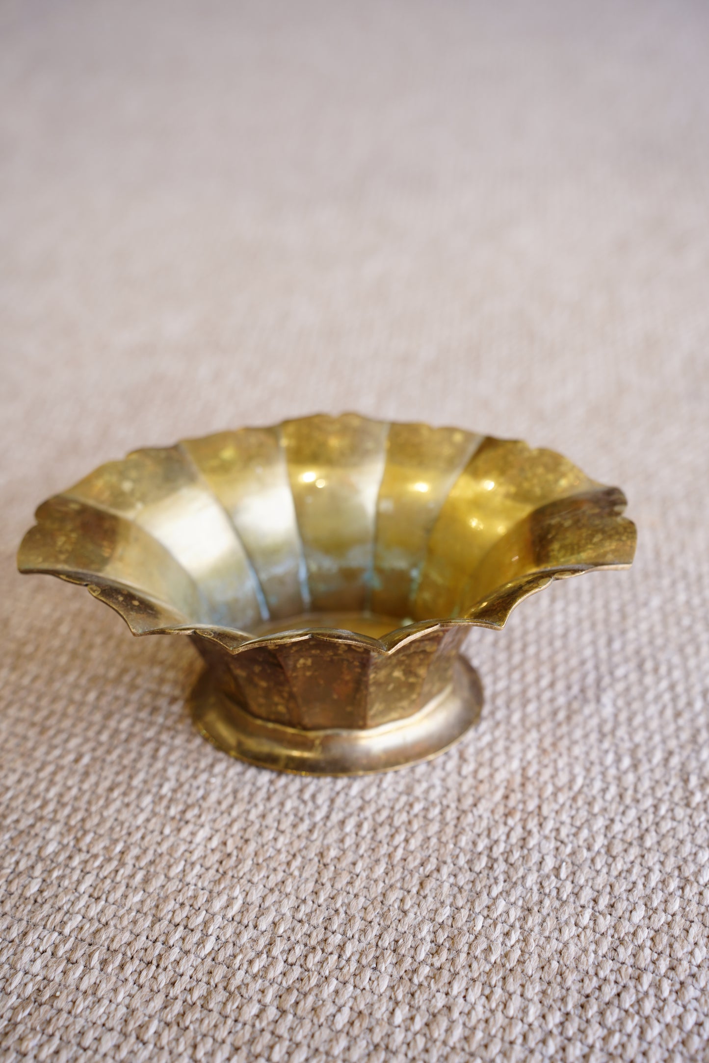 Vintage Brass Scalloped Planter