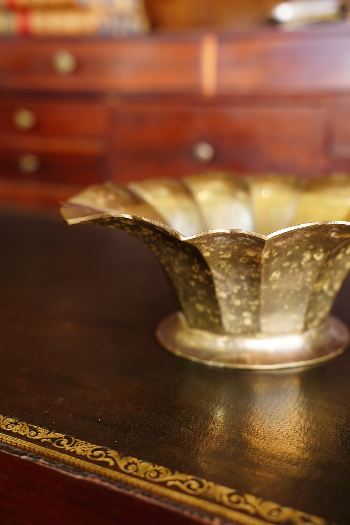 Vintage Brass Scalloped Planter