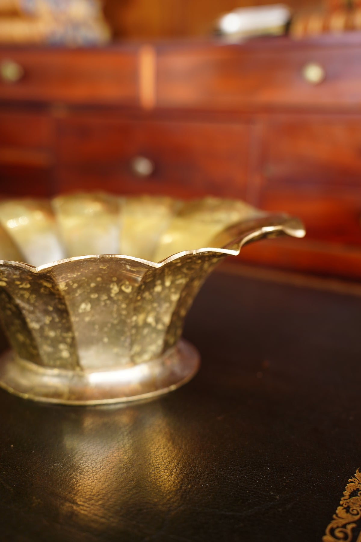 Vintage Brass Scalloped Planter