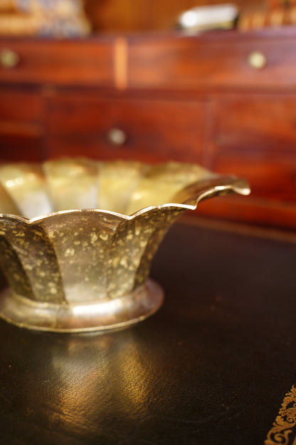 Vintage Brass Scalloped Planter