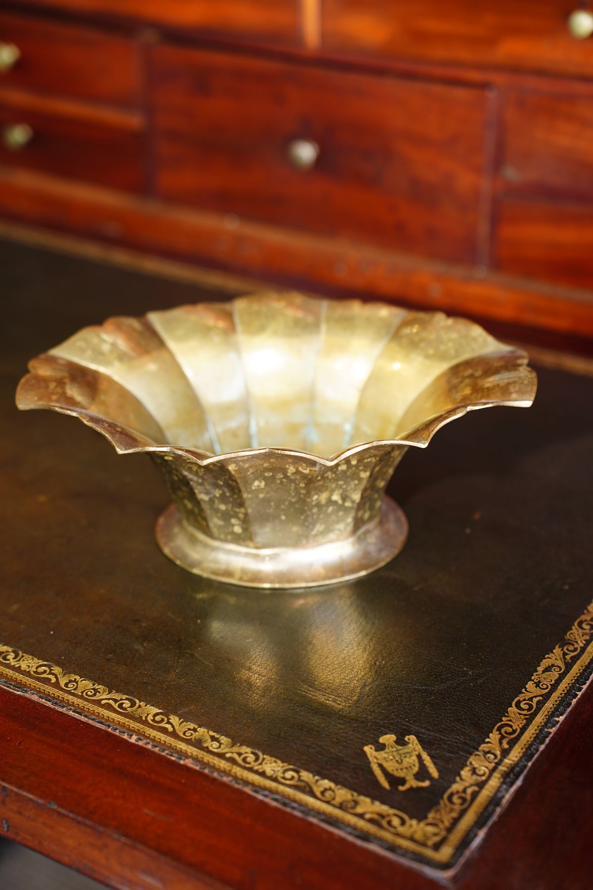 Vintage Brass Scalloped Planter