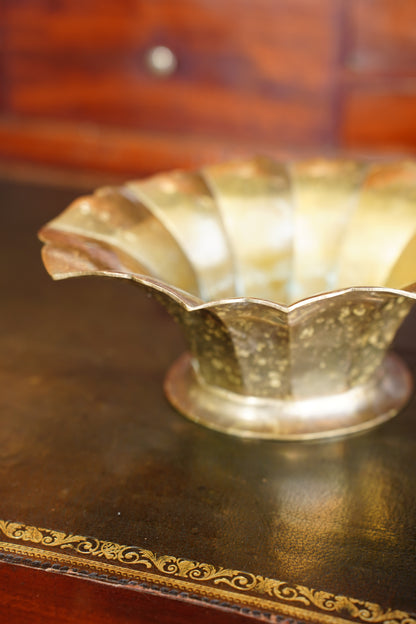 Vintage Brass Scalloped Planter