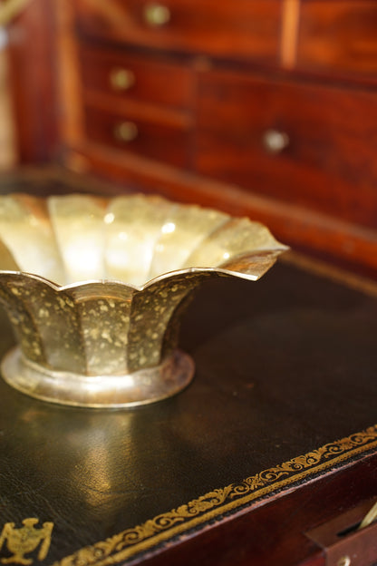 Vintage Brass Scalloped Planter