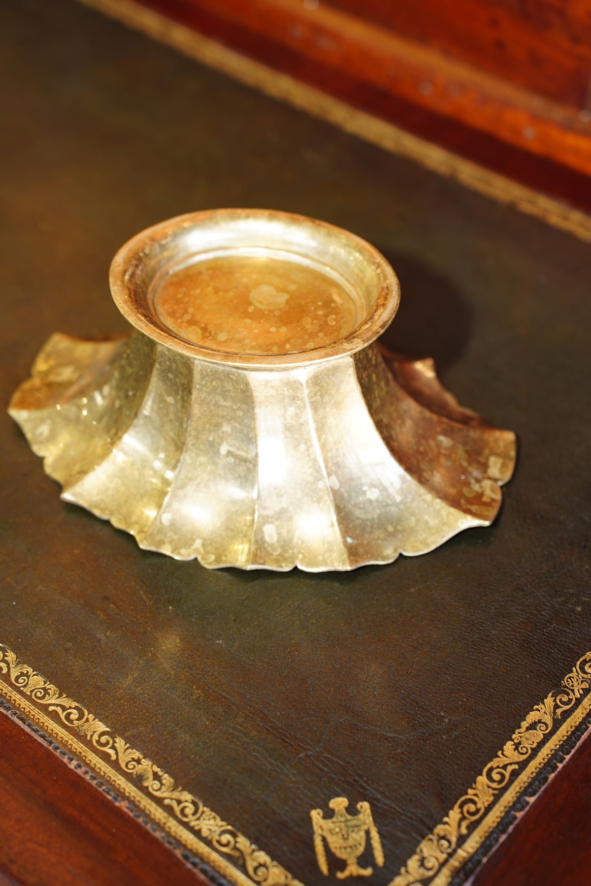 Vintage Brass Scalloped Planter