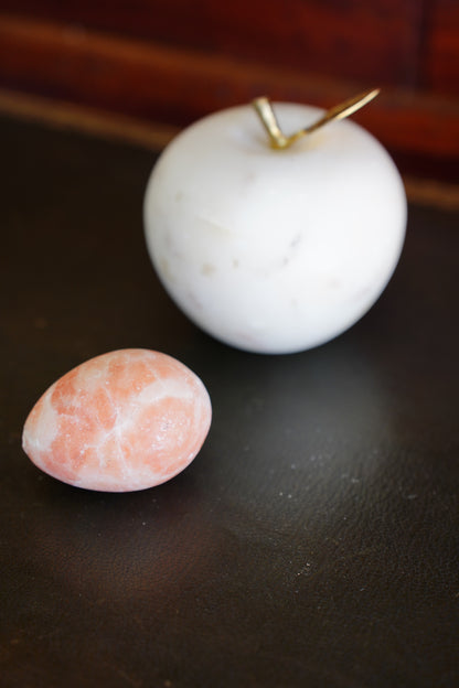 Vintage Pink Alabaster Egg Paperweight