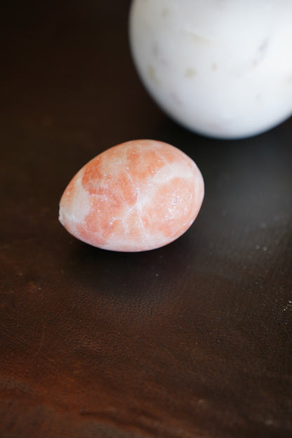 Vintage Pink Alabaster Egg Paperweight