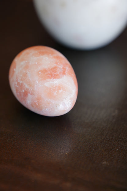 Vintage Pink Alabaster Egg Paperweight