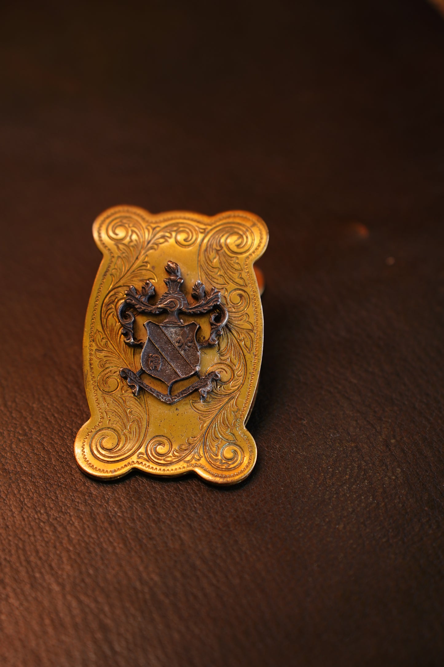 Vintage Brass Crest Letter Clip