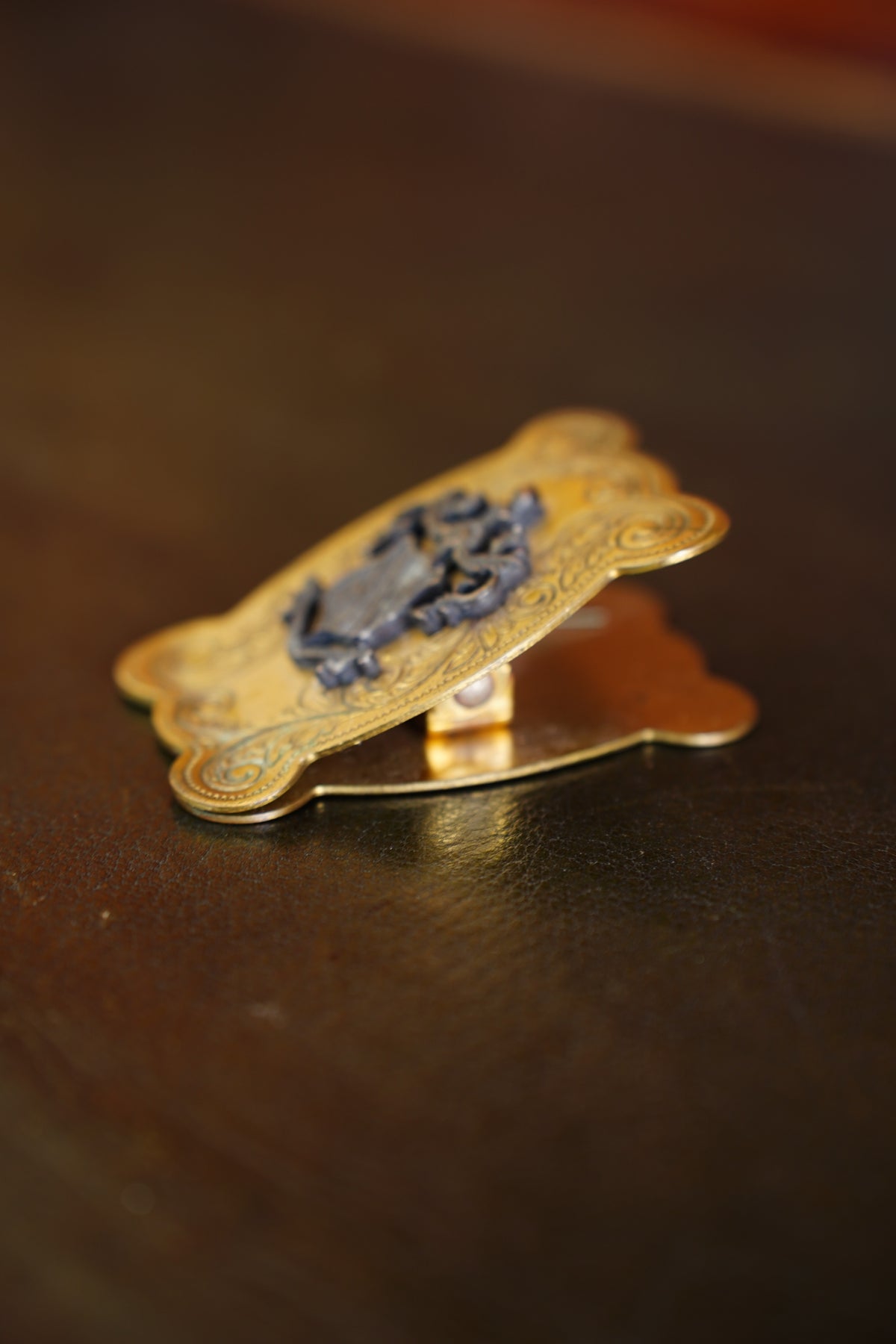 Vintage Brass Crest Letter Clip