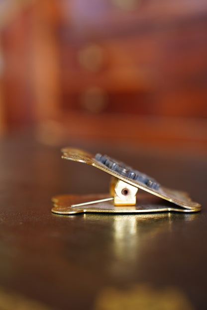 Vintage Brass Crest Letter Clip