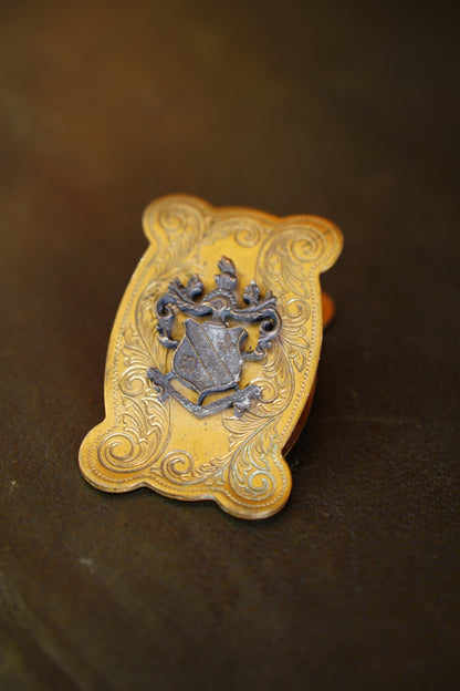 Vintage Brass Crest Letter Clip