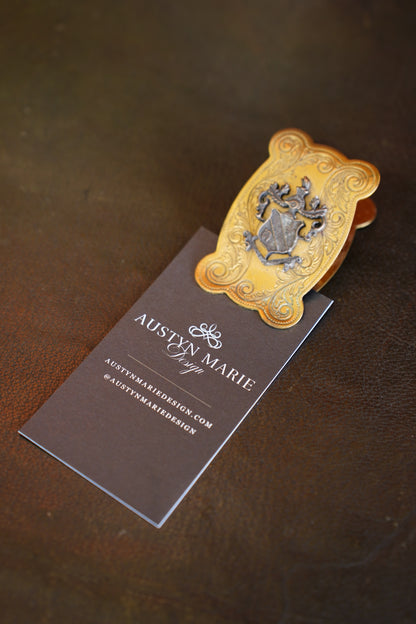 Vintage Brass Crest Letter Clip