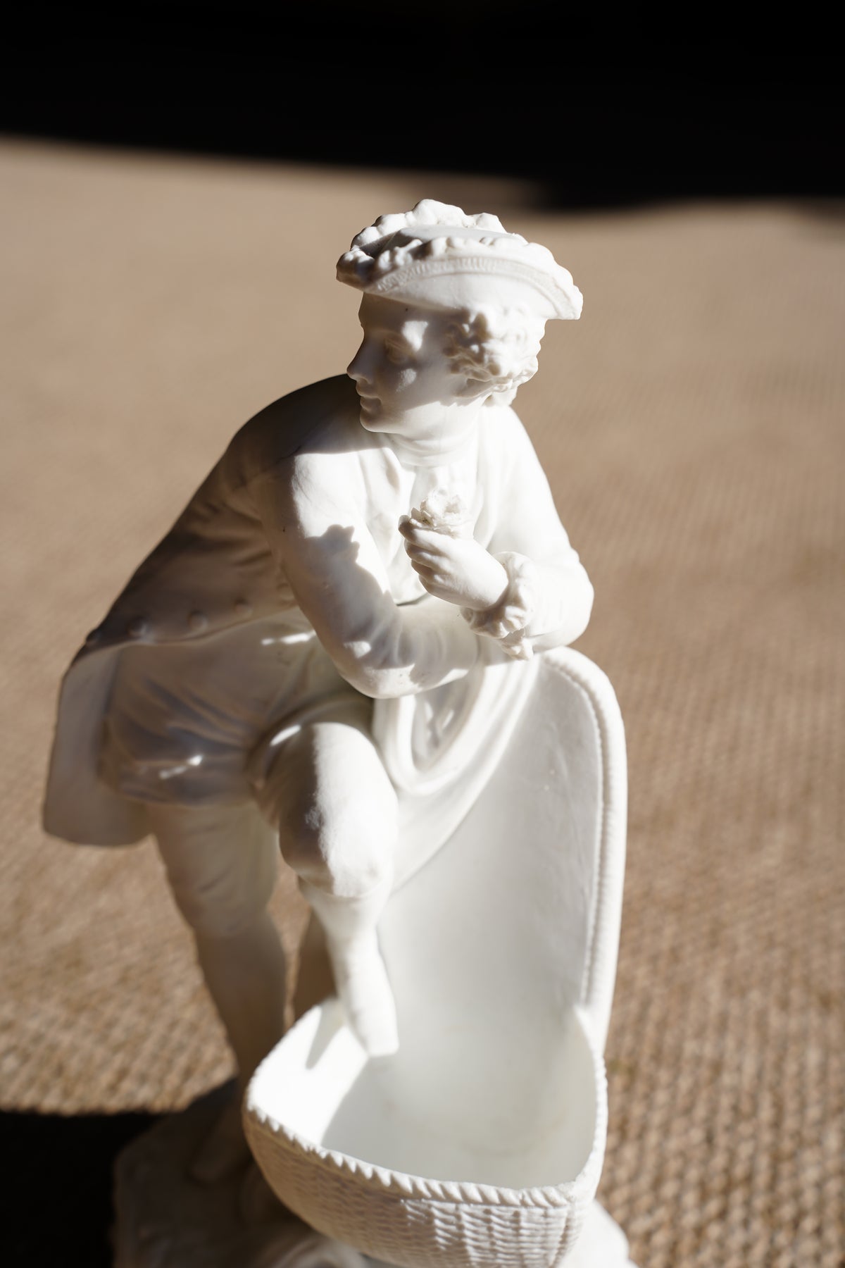Antique French Rococo Style Bisque Figural Spill Vase