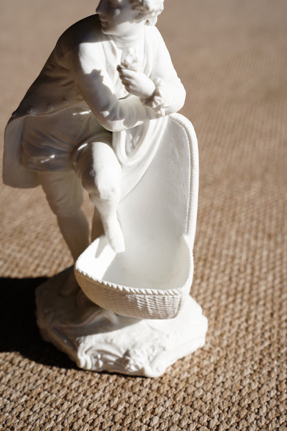 Antique French Rococo Style Bisque Figural Spill Vase