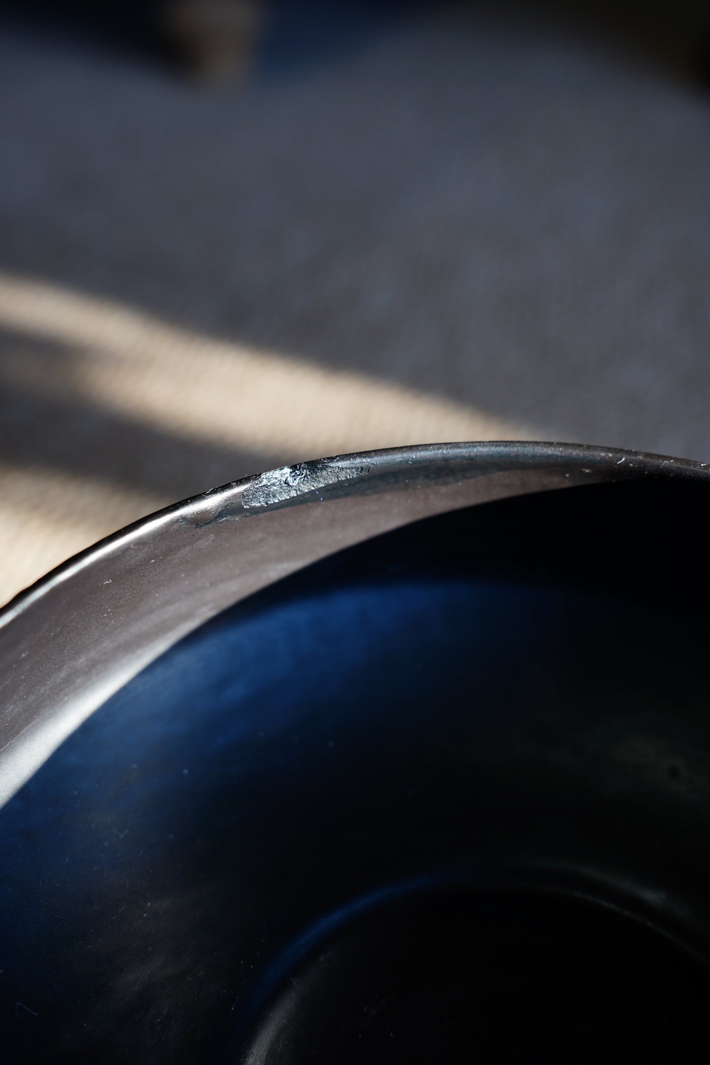 Vintage Mid-Century Matte Black Compote Bowl, Tripod Base