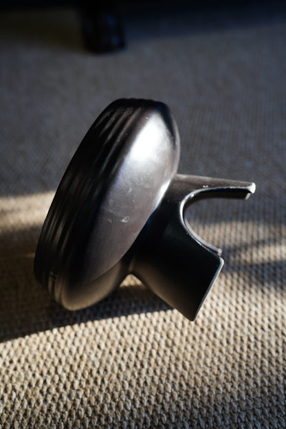 Vintage Mid-Century Matte Black Compote Bowl, Tripod Base