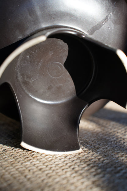 Vintage Mid-Century Matte Black Compote Bowl, Tripod Base