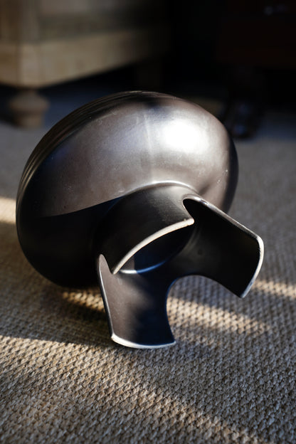 Vintage Mid-Century Matte Black Compote Bowl, Tripod Base