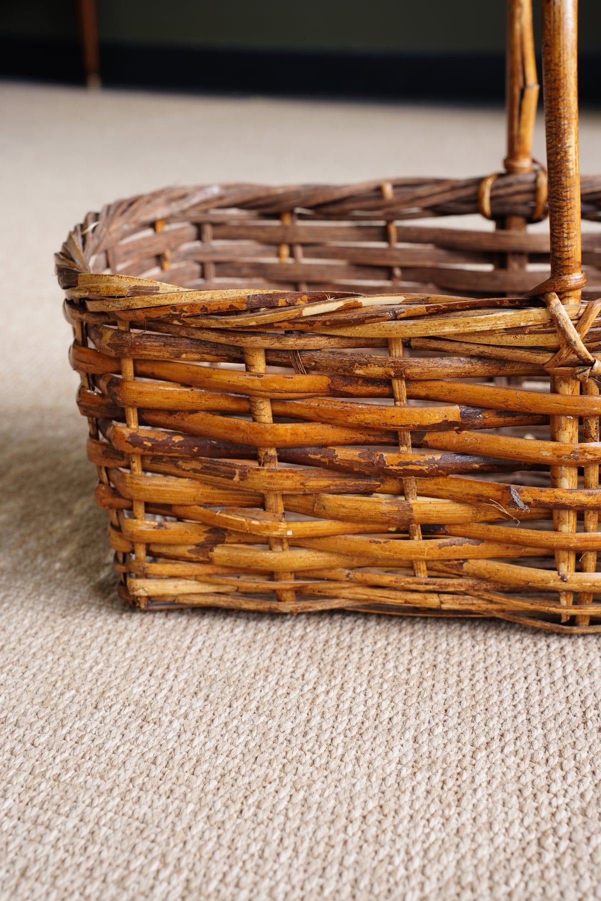 Vintage French Style Willow Gathering Basket