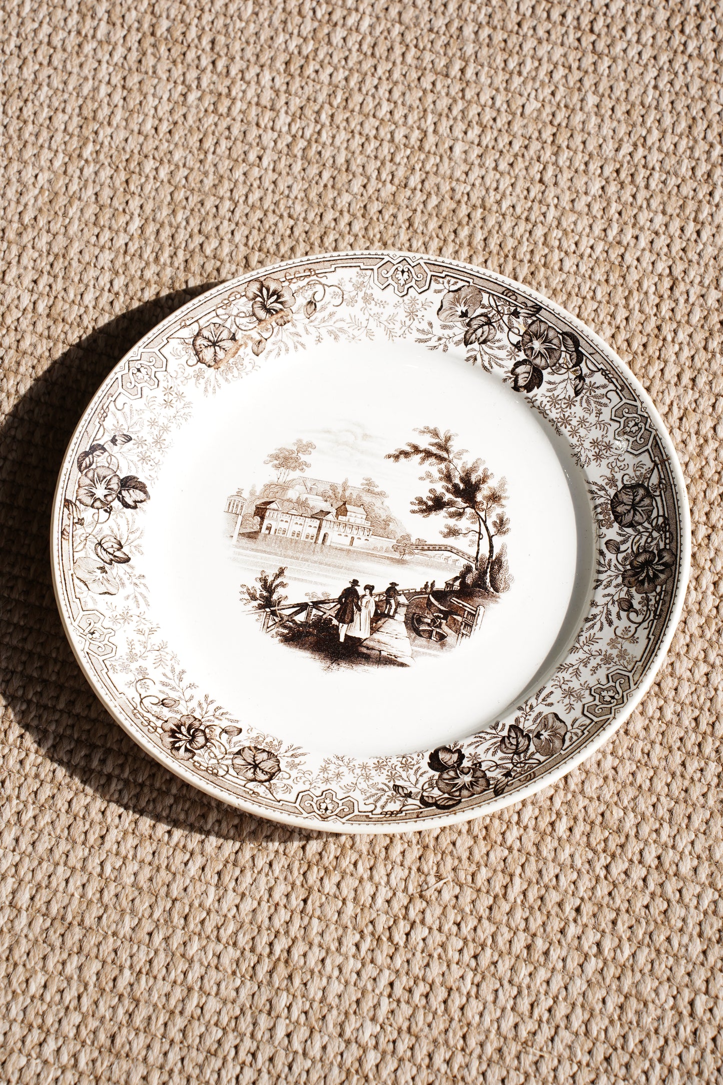 Antique Staffordshire Brown Transferware Plate