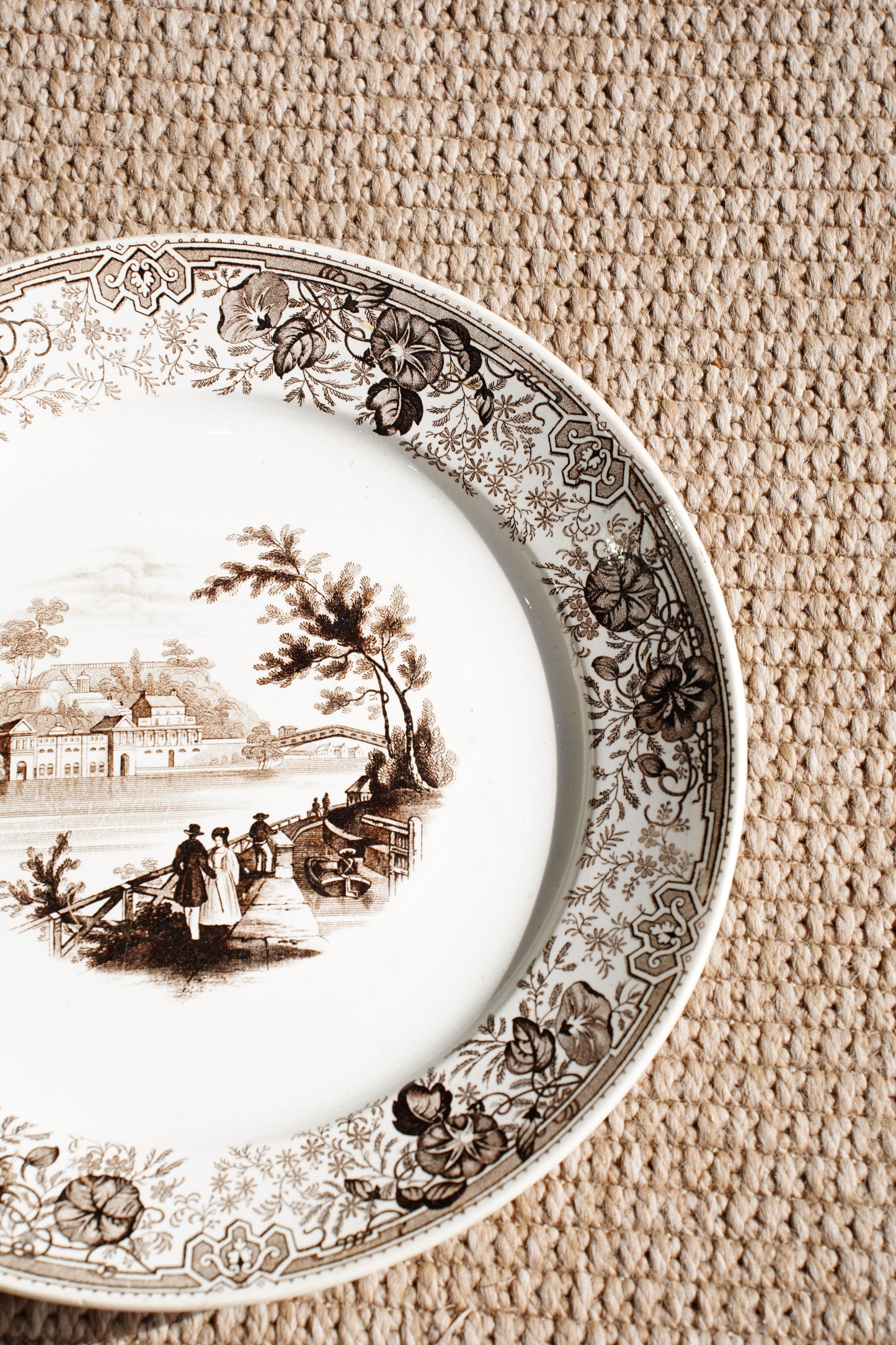 Antique Staffordshire Brown Transferware Plate