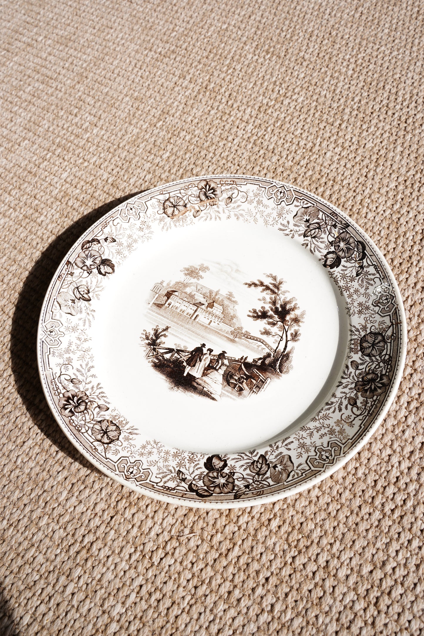 Antique Staffordshire Brown Transferware Plate