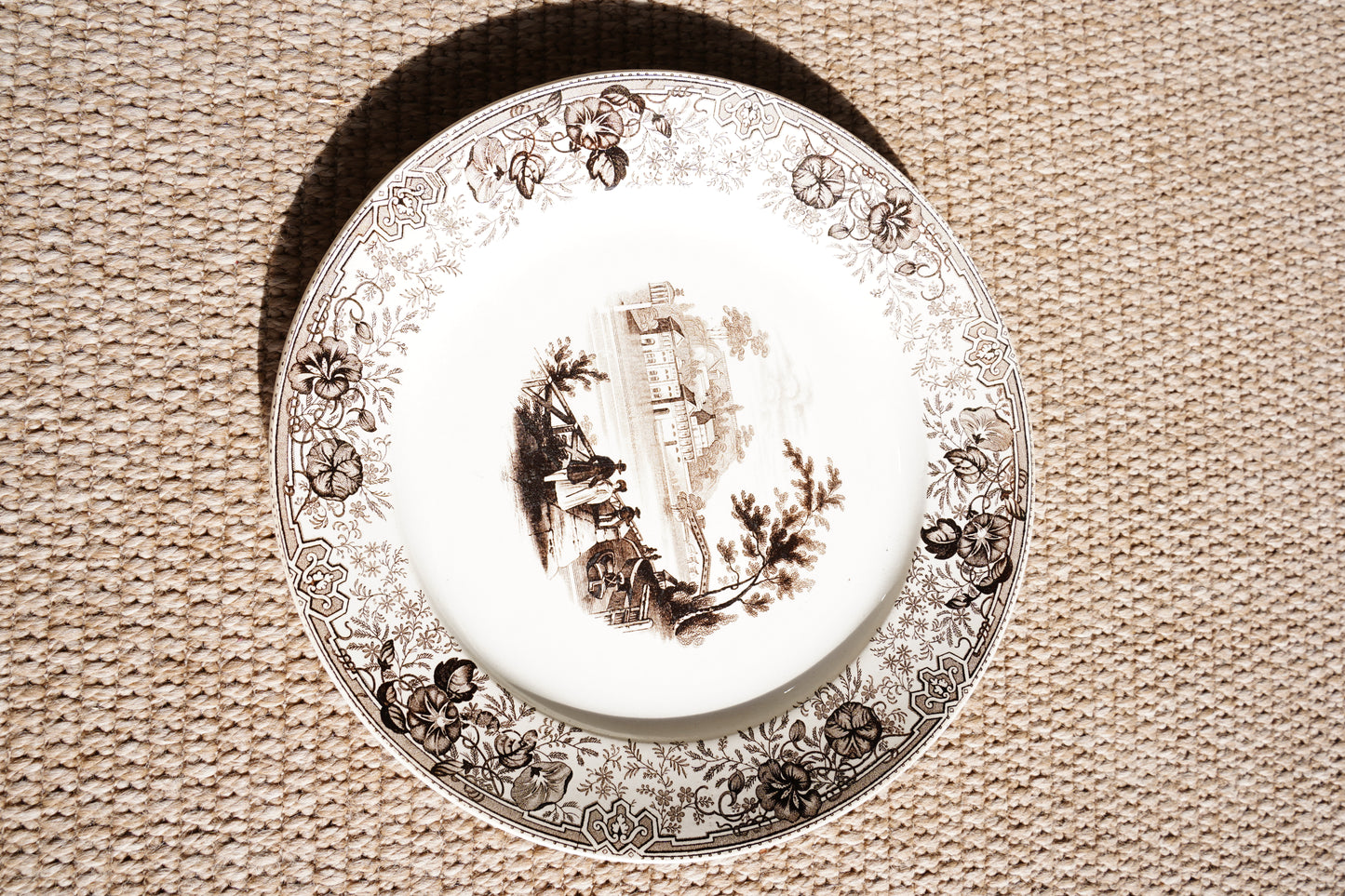 Antique Staffordshire Brown Transferware Plate