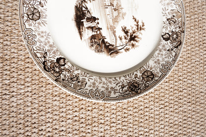 Antique Staffordshire Brown Transferware Plate
