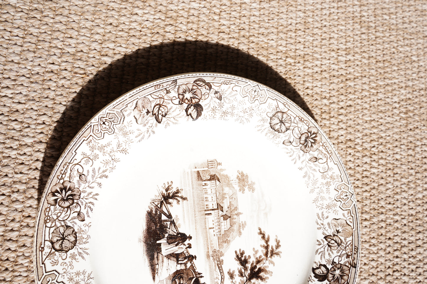 Antique Staffordshire Brown Transferware Plate
