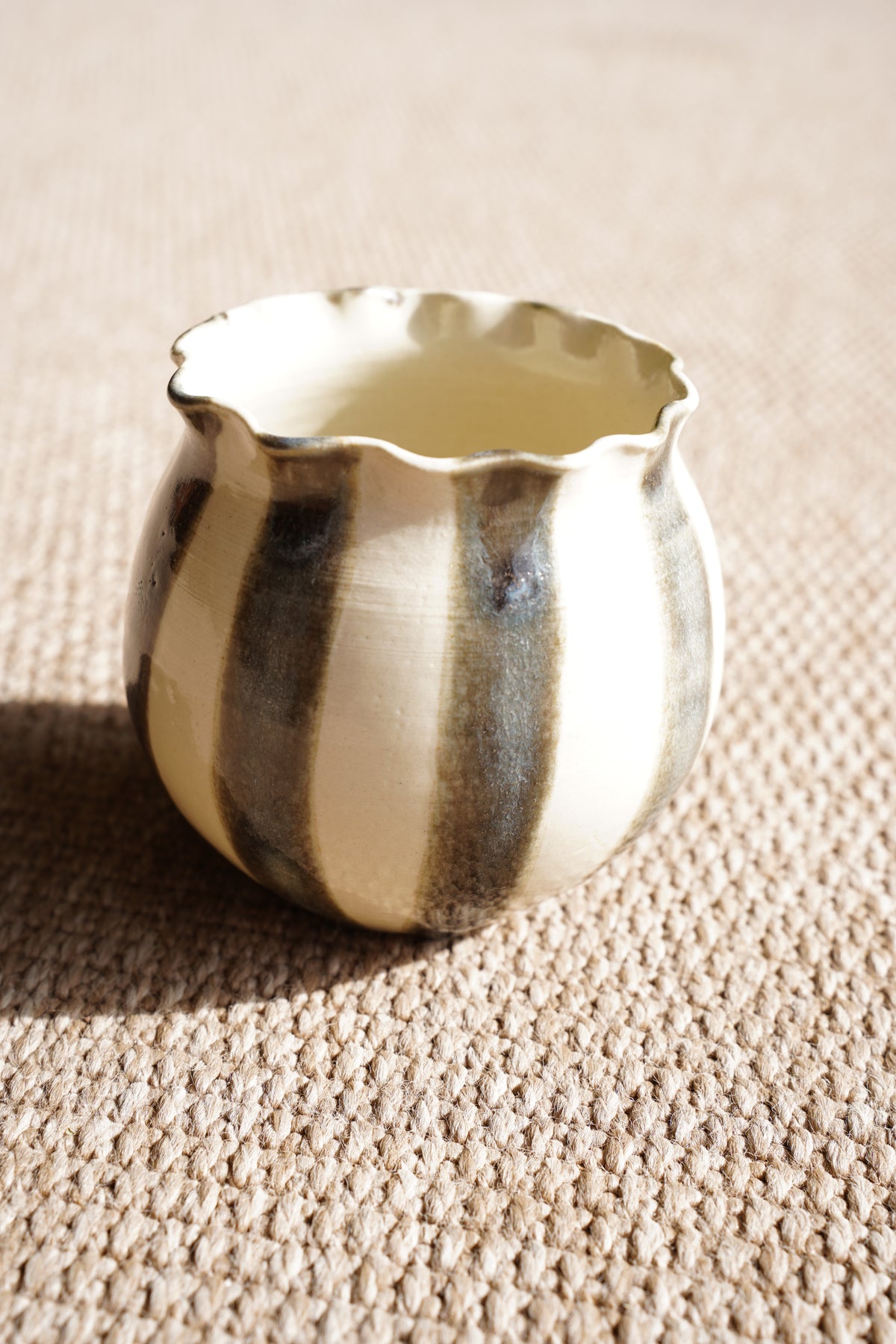Contemporary Handmade Ceramic Vase, Striped Glaze