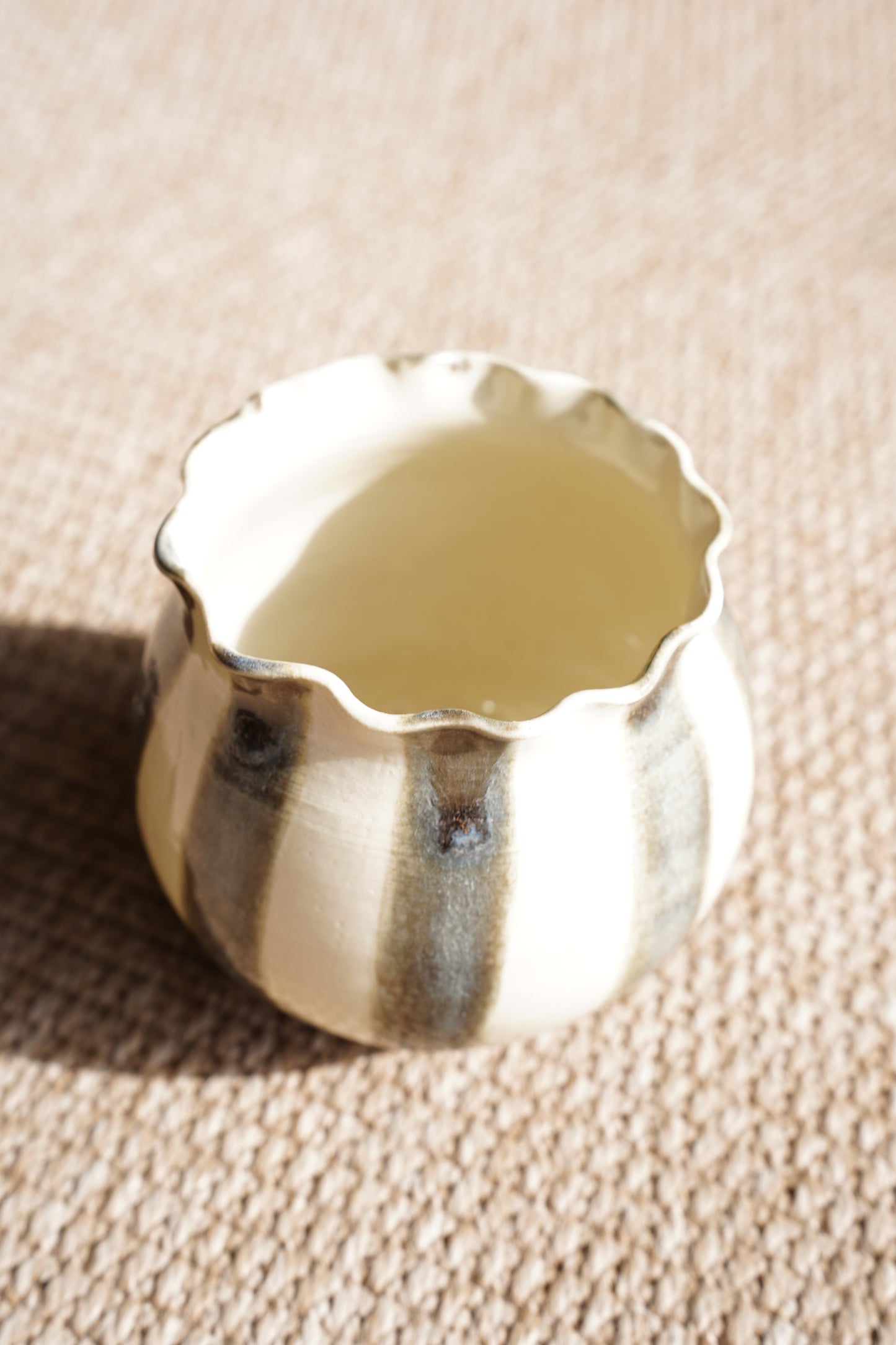 Contemporary Handmade Ceramic Vase, Striped Glaze