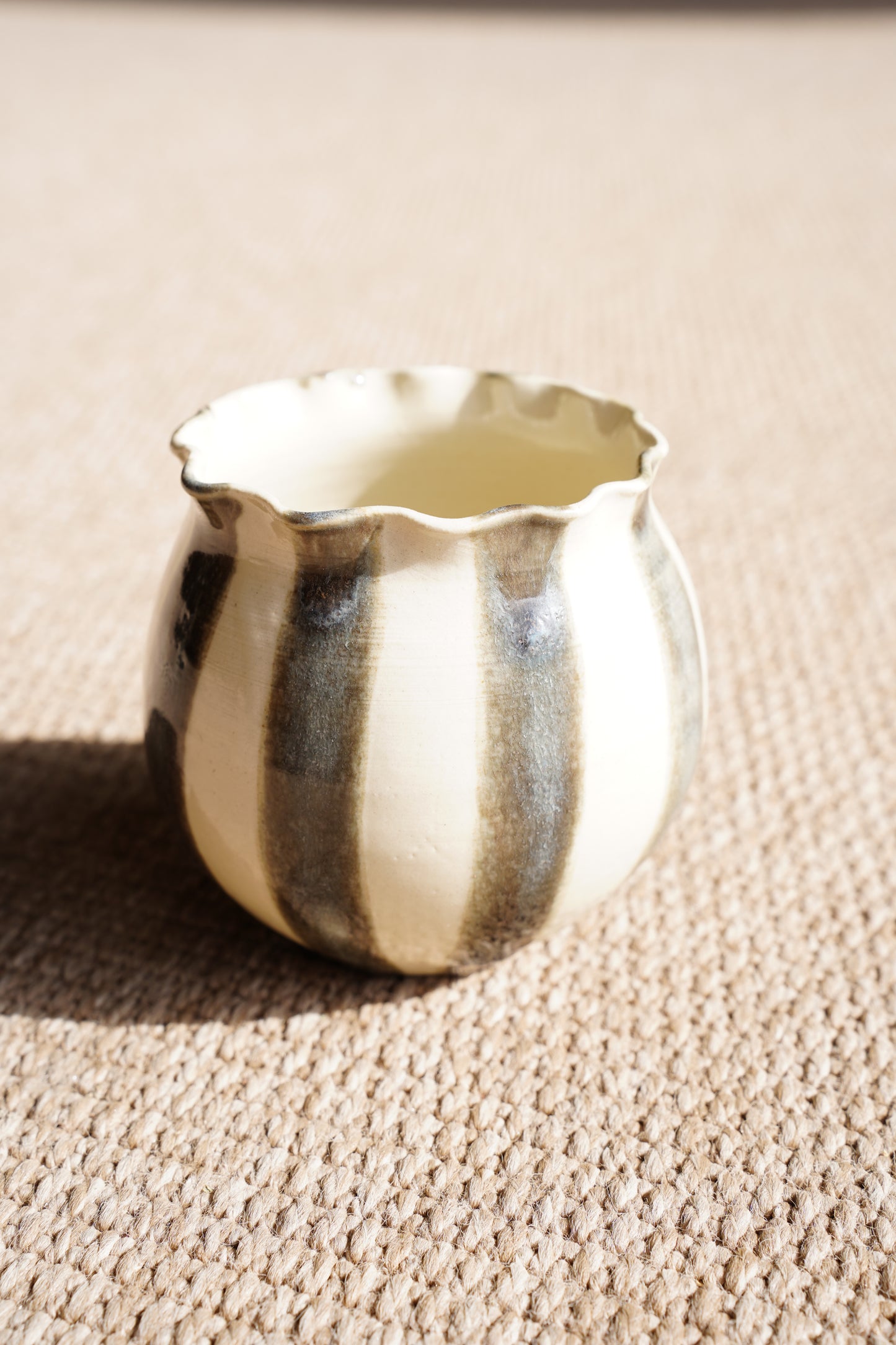 Contemporary Handmade Ceramic Vase, Striped Glaze