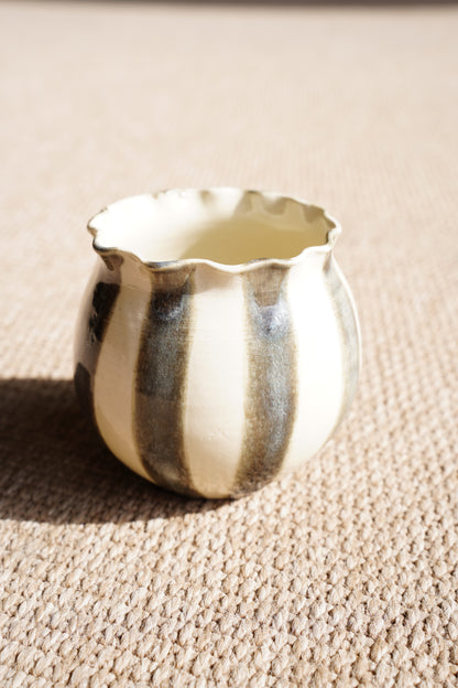 Contemporary Handmade Ceramic Vase, Striped Glaze
