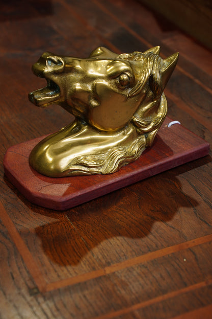 Vintage Cast Brass Horse Head Wall Plaque