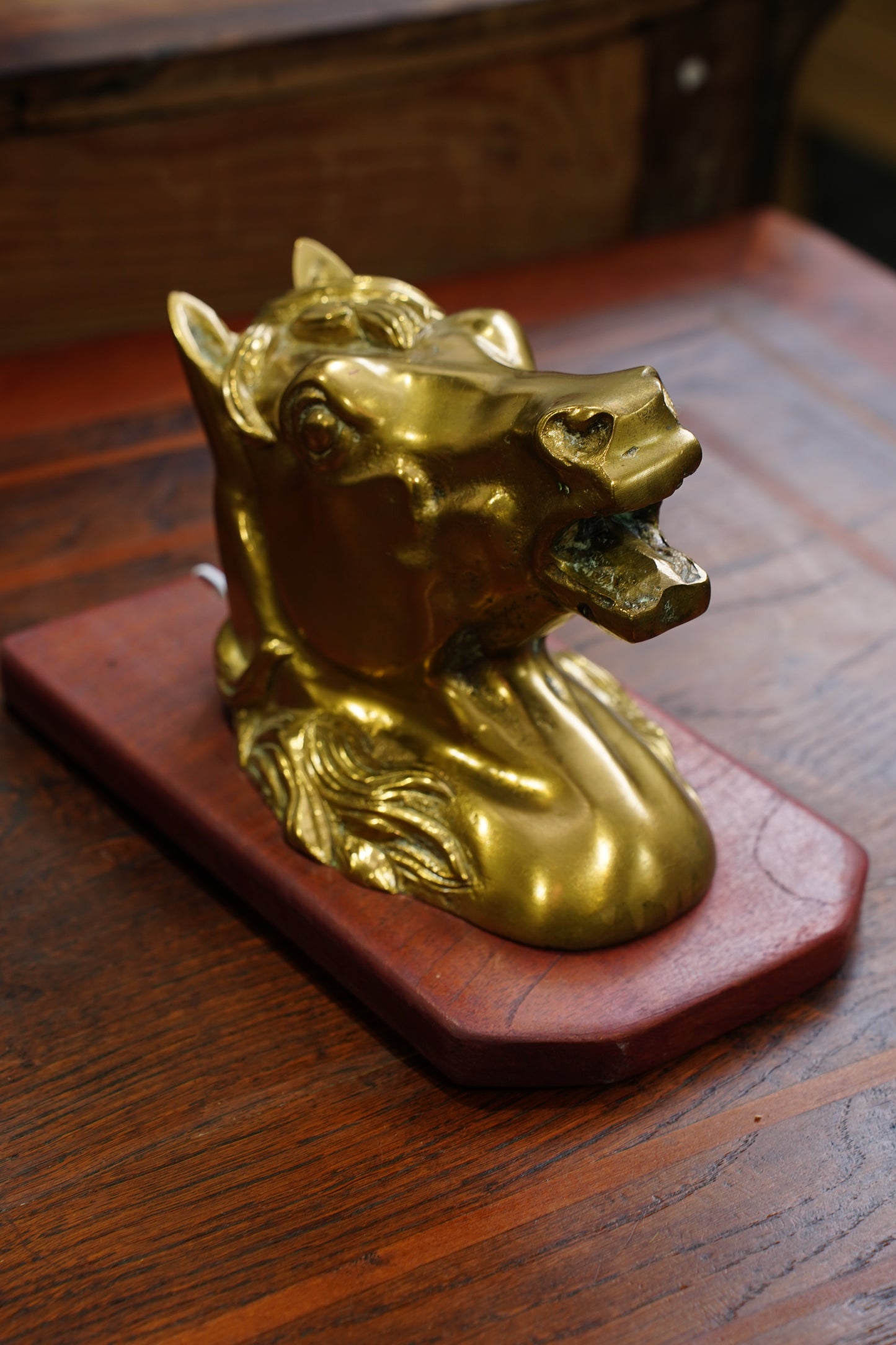 Vintage Cast Brass Horse Head Wall Plaque