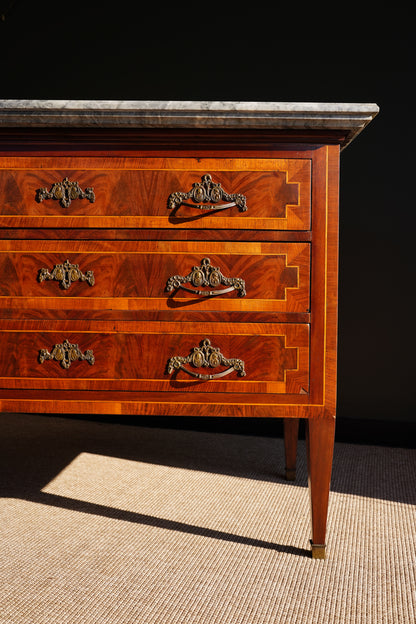 Antique French Neoclassical Louis XVI Marquetry Commode