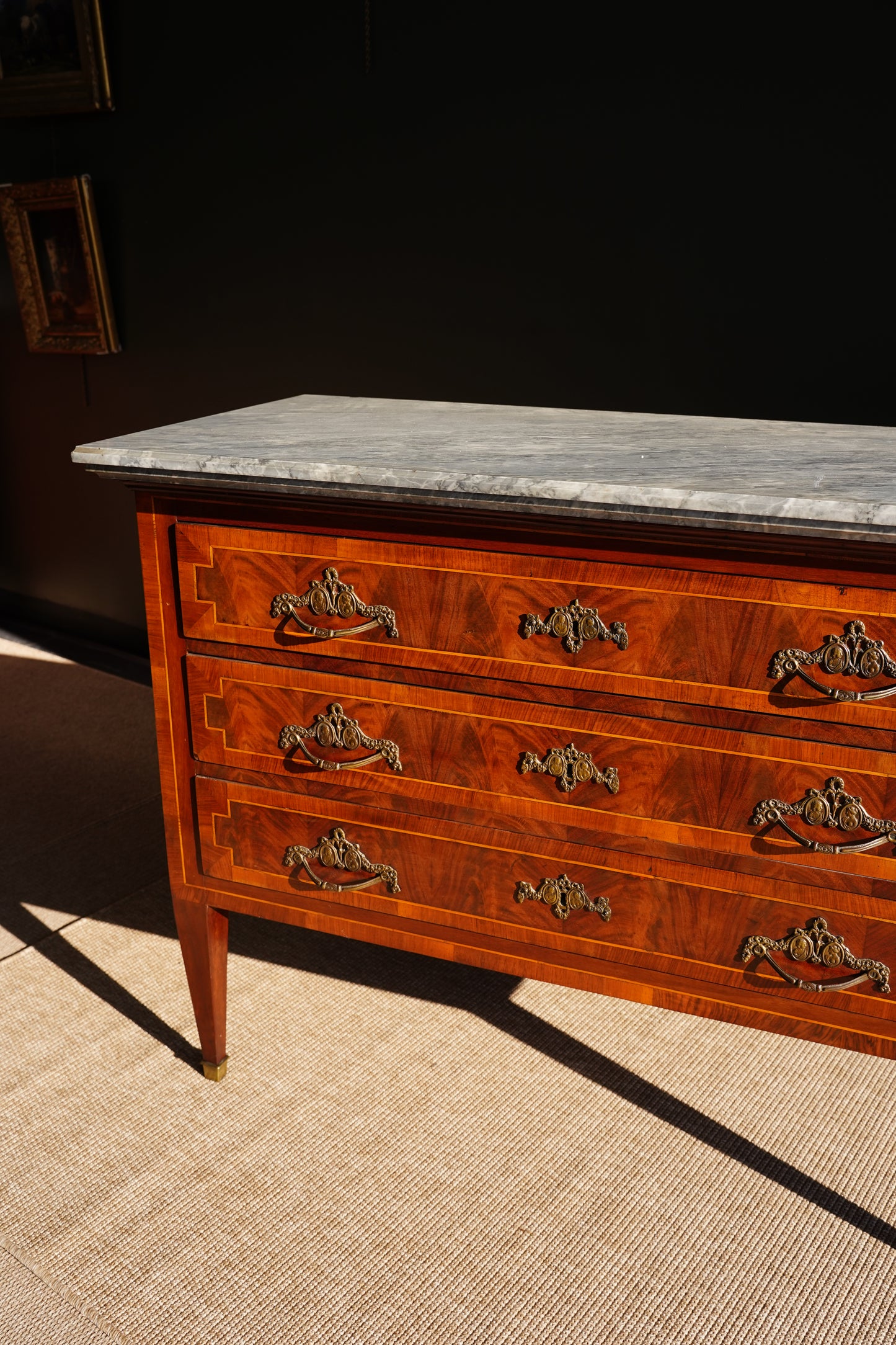Antique French Neoclassical Louis XVI Marquetry Commode