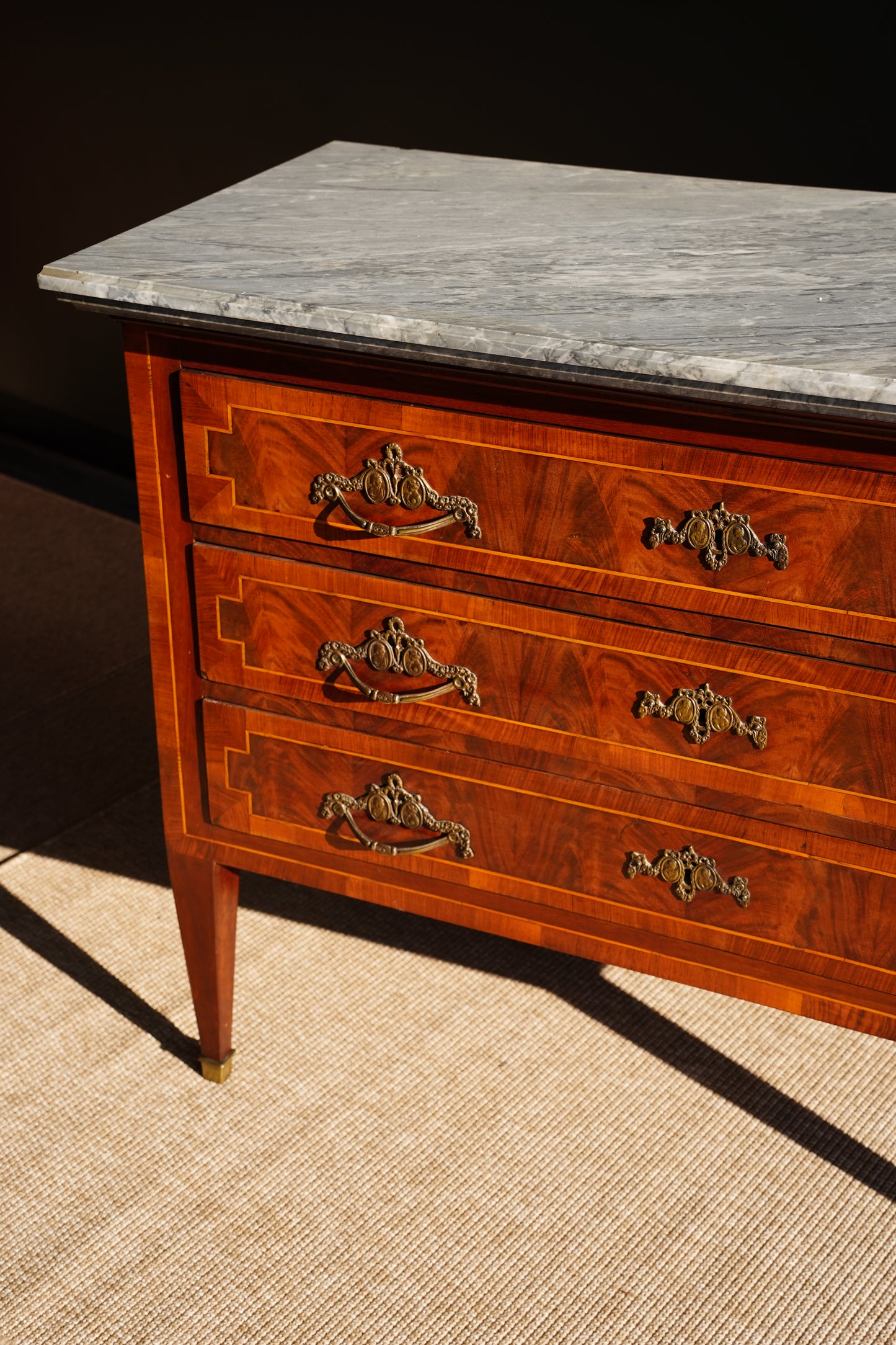 Antique French Neoclassical Louis XVI Marquetry Commode