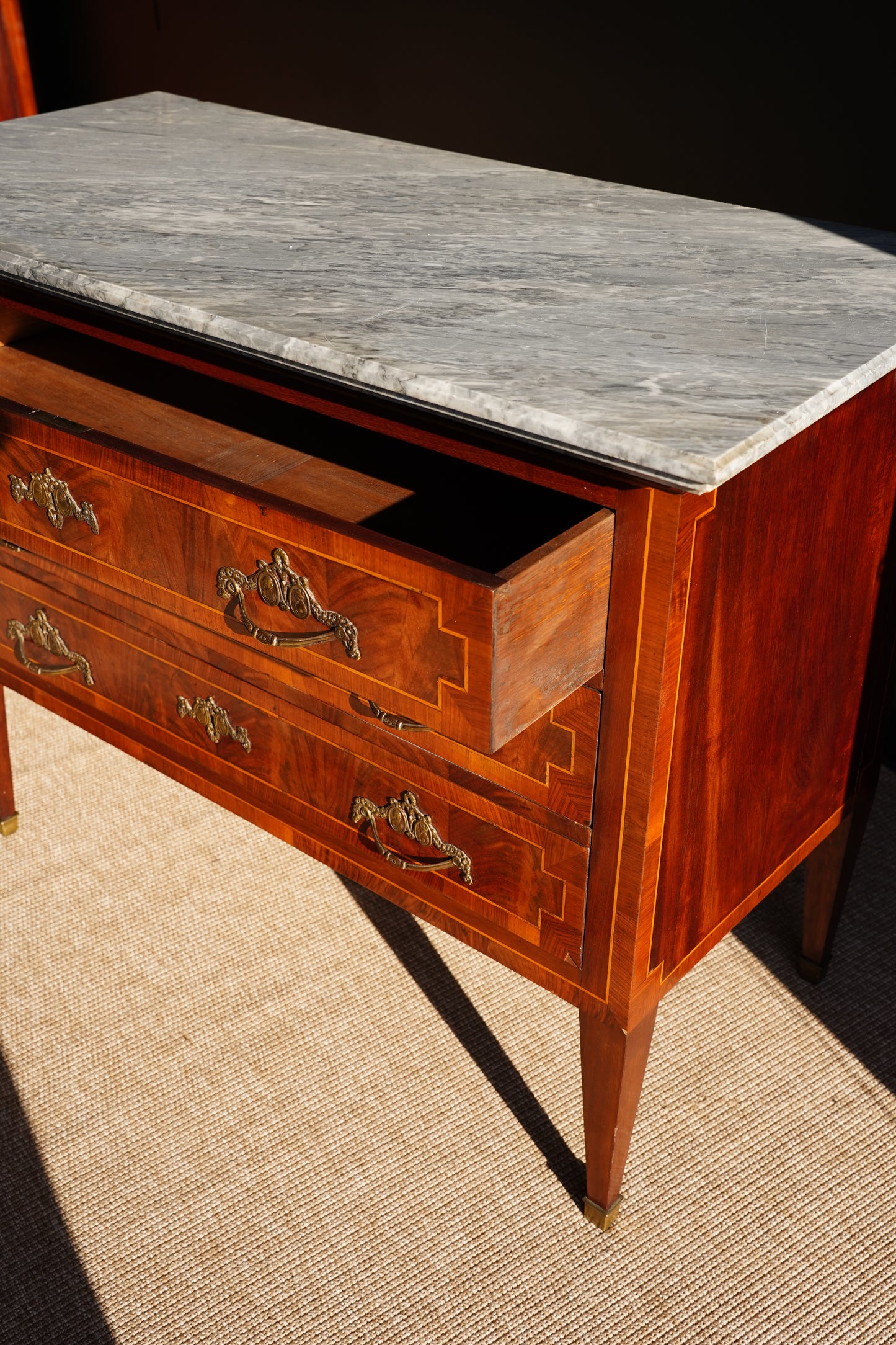 Antique French Neoclassical Louis XVI Marquetry Commode