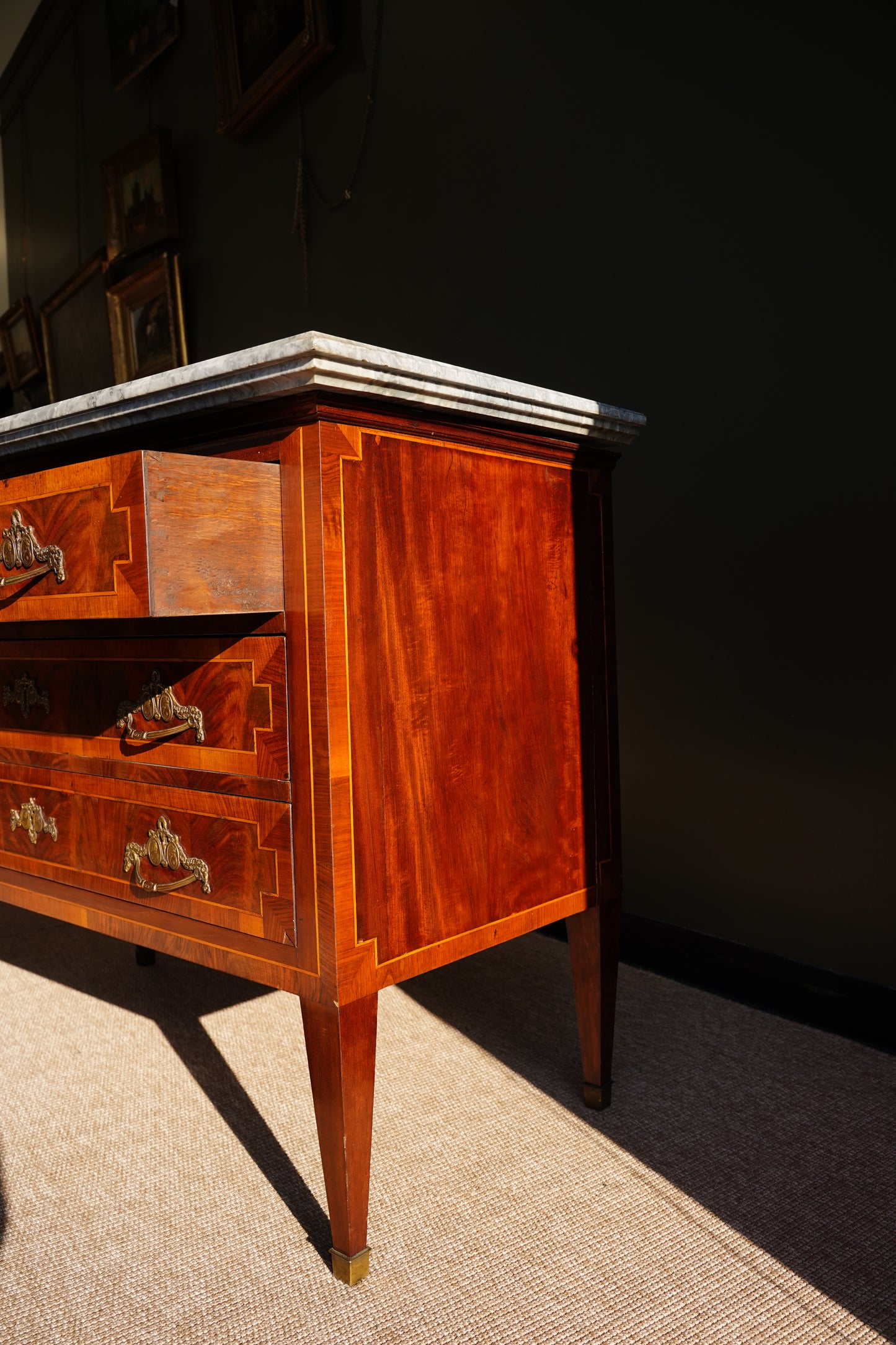 Antique French Neoclassical Louis XVI Marquetry Commode