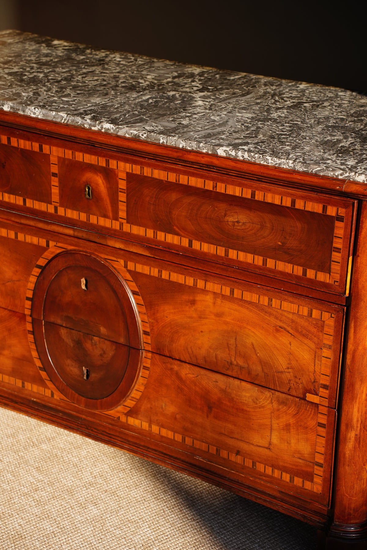 Antique French Louis XVI Mahogany Marble Top Commode