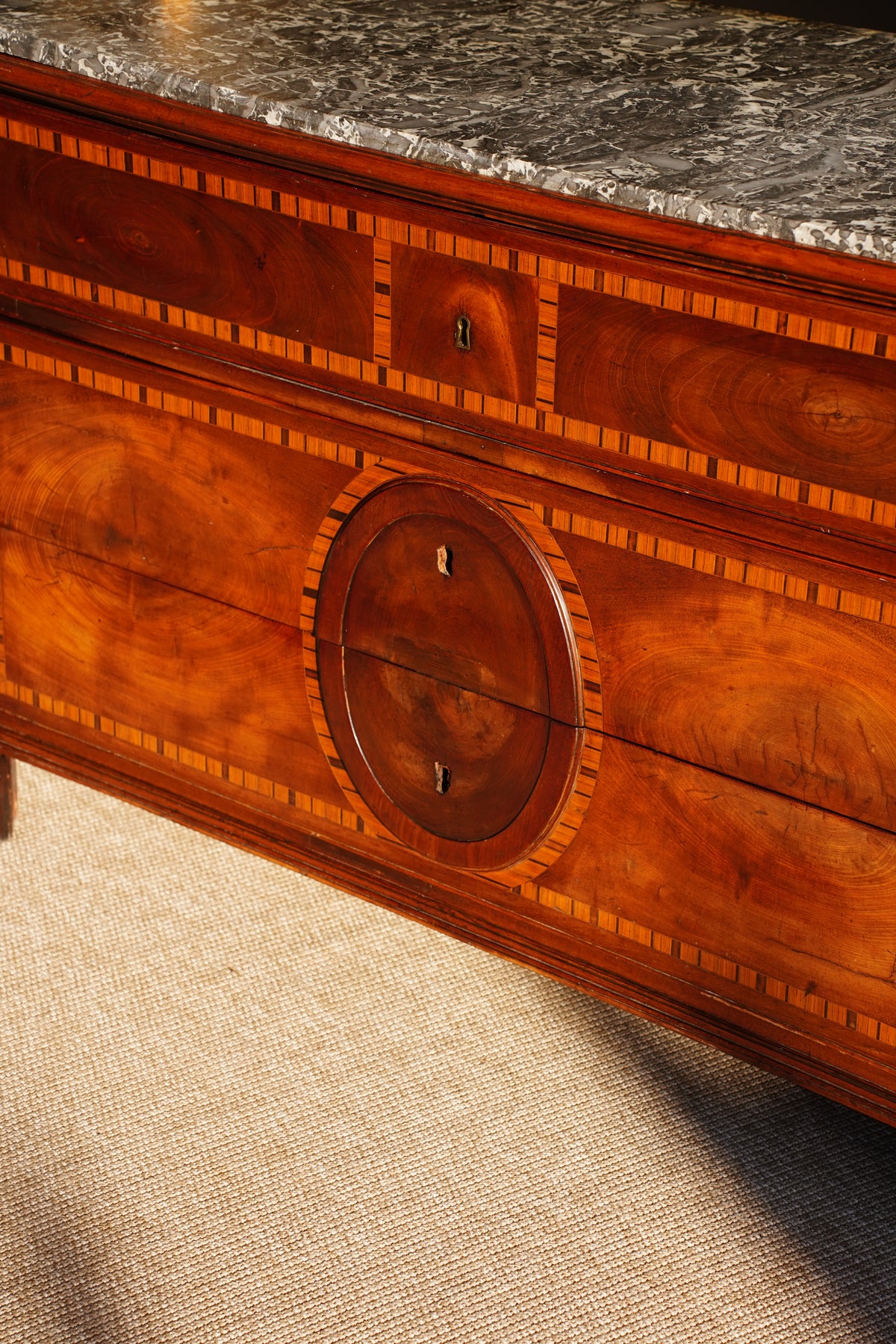 Antique French Louis XVI Mahogany Marble Top Commode