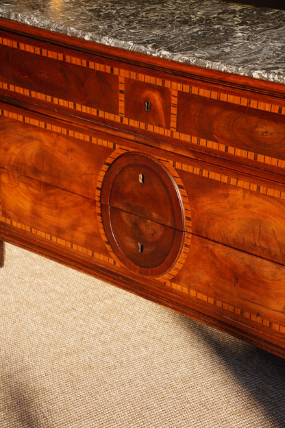 Antique French Louis XVI Mahogany Marble Top Commode